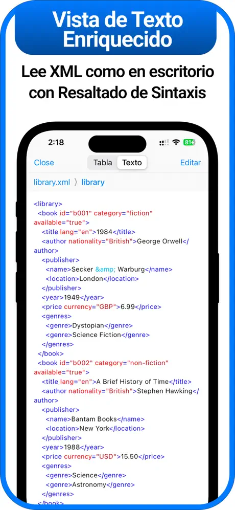 Visor, lector y editor de XML – 5